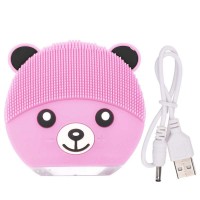 Cartoon Bear Electronic Silicone Facial Cleaning Brush Ultrasonic Beauty Instrument Rechargeable Facial Care Tool 4 Colors